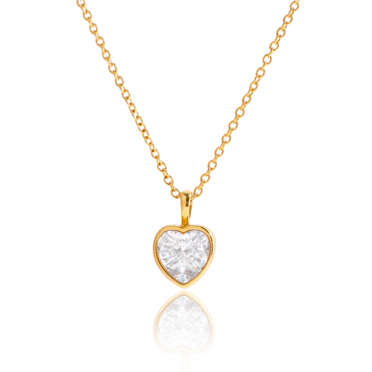 18K Gold Stainless Steel Rectangle CZ Necklace | offmess Jewelry