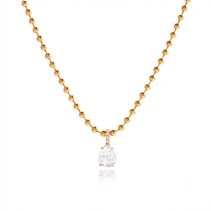 18K Gold Stainless Steel Teardrop CZ Necklace |  offmess Jewelry