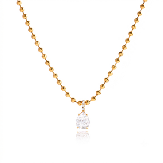 18K Gold Stainless Steel Teardrop CZ Necklace |  offmess Jewelry