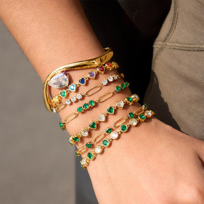 Colorful Heart CZ Tennis Bracelet