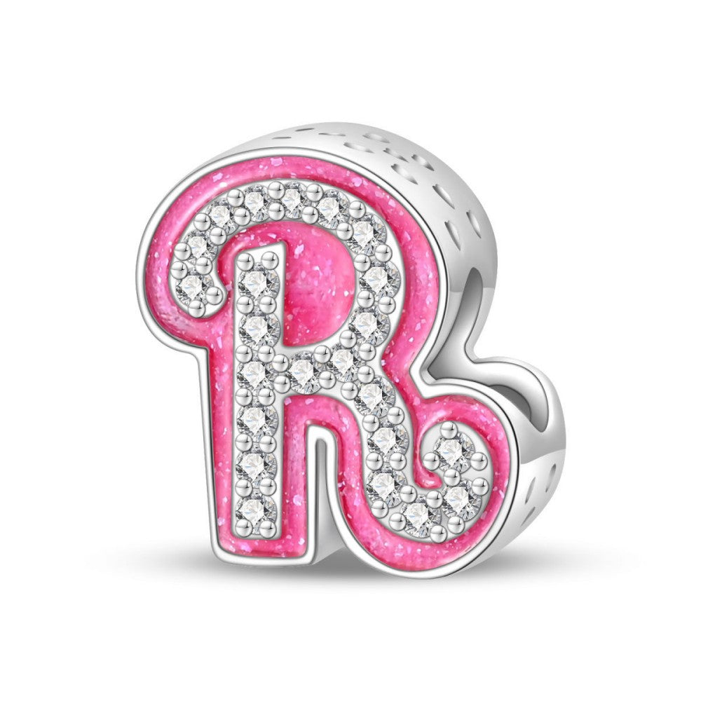 Pink Rhinestone Letter Charm