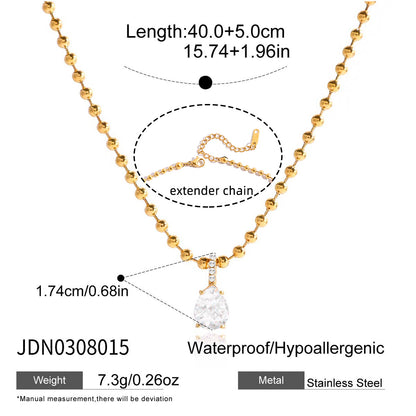 18K Gold Plated Teardrop CZ Necklace