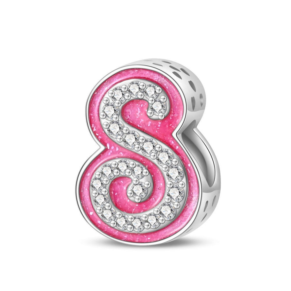 Pink Rhinestone Letter Charm