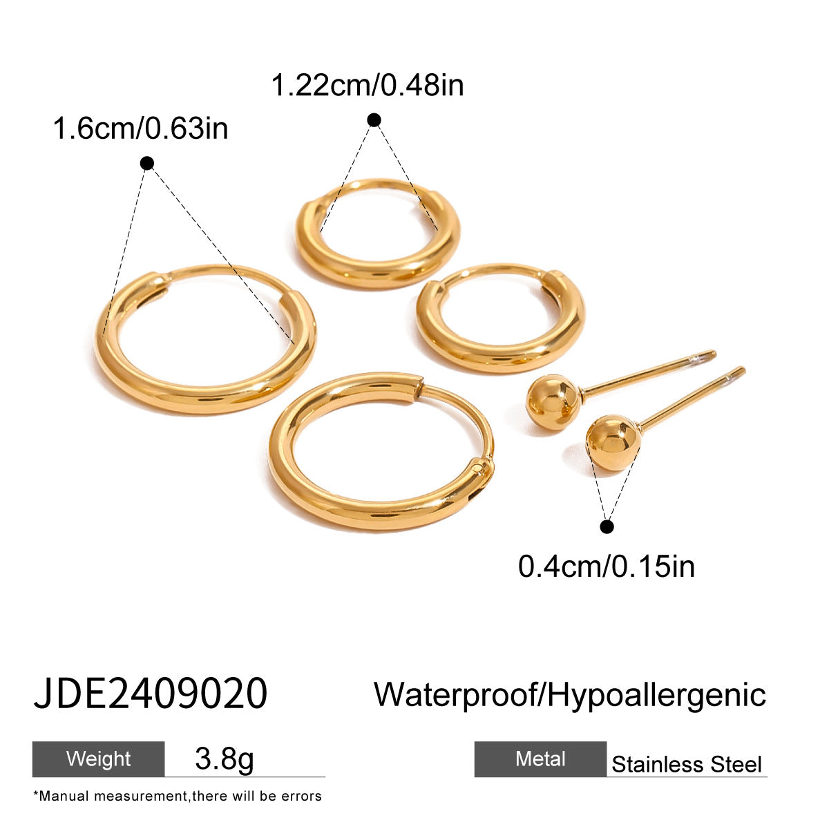 Gold Hoop & Ball Stud Earring Set