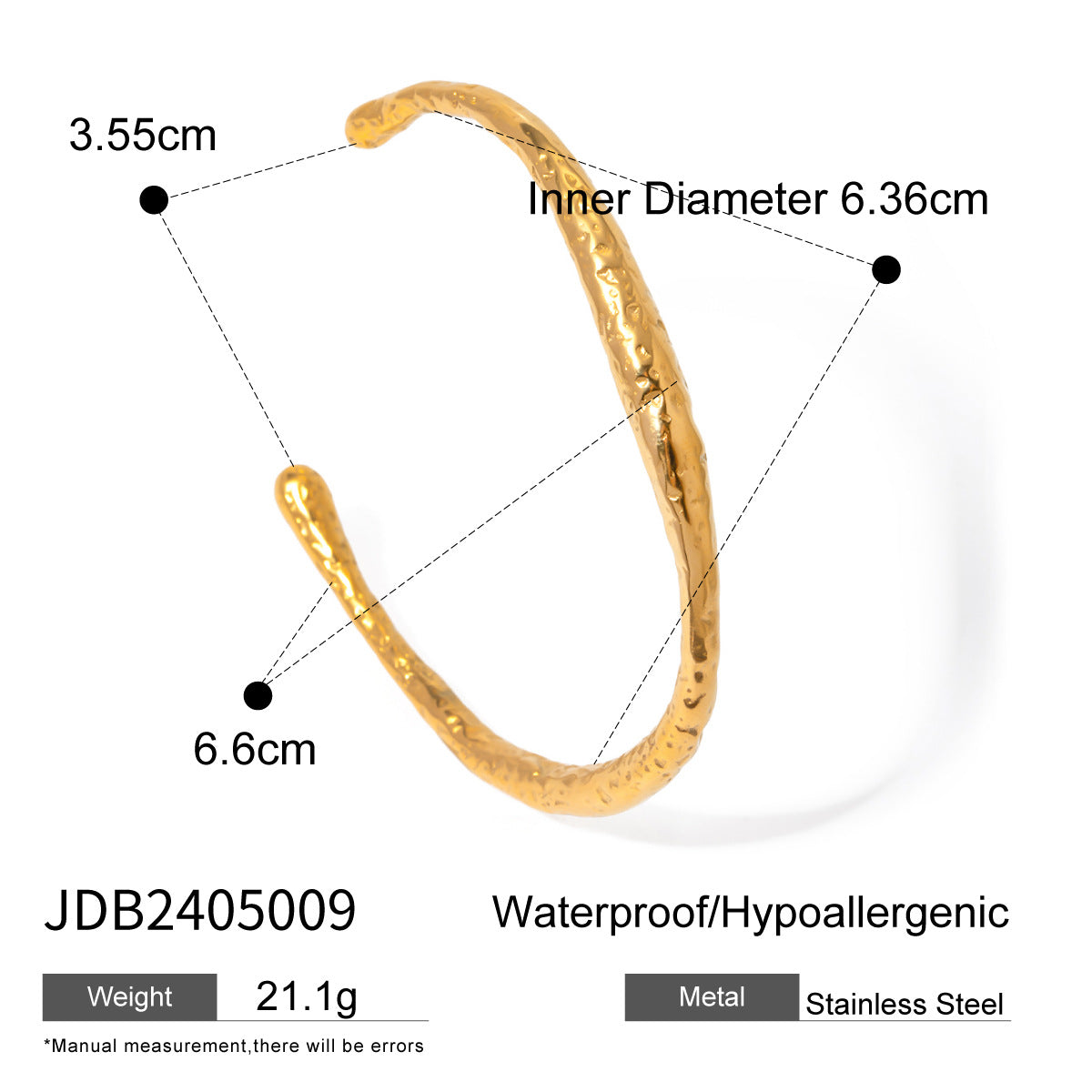 18K Gold Wavy Open Cuff Bracelet