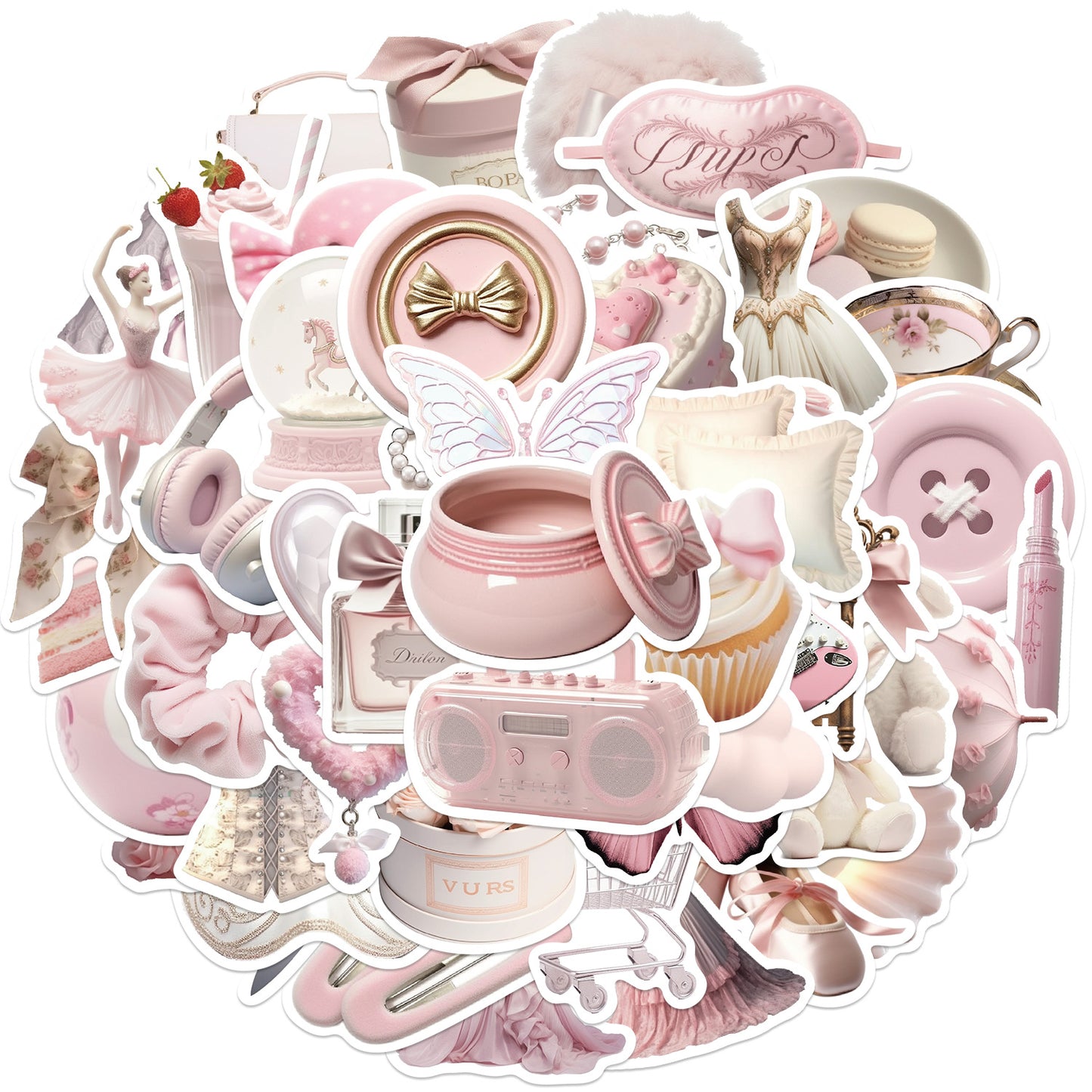 50PCS Pink Ballet Girl Stickers