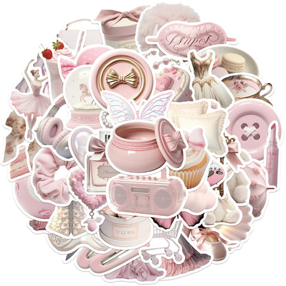 50PCS Pink Ballet Girl Stickers
