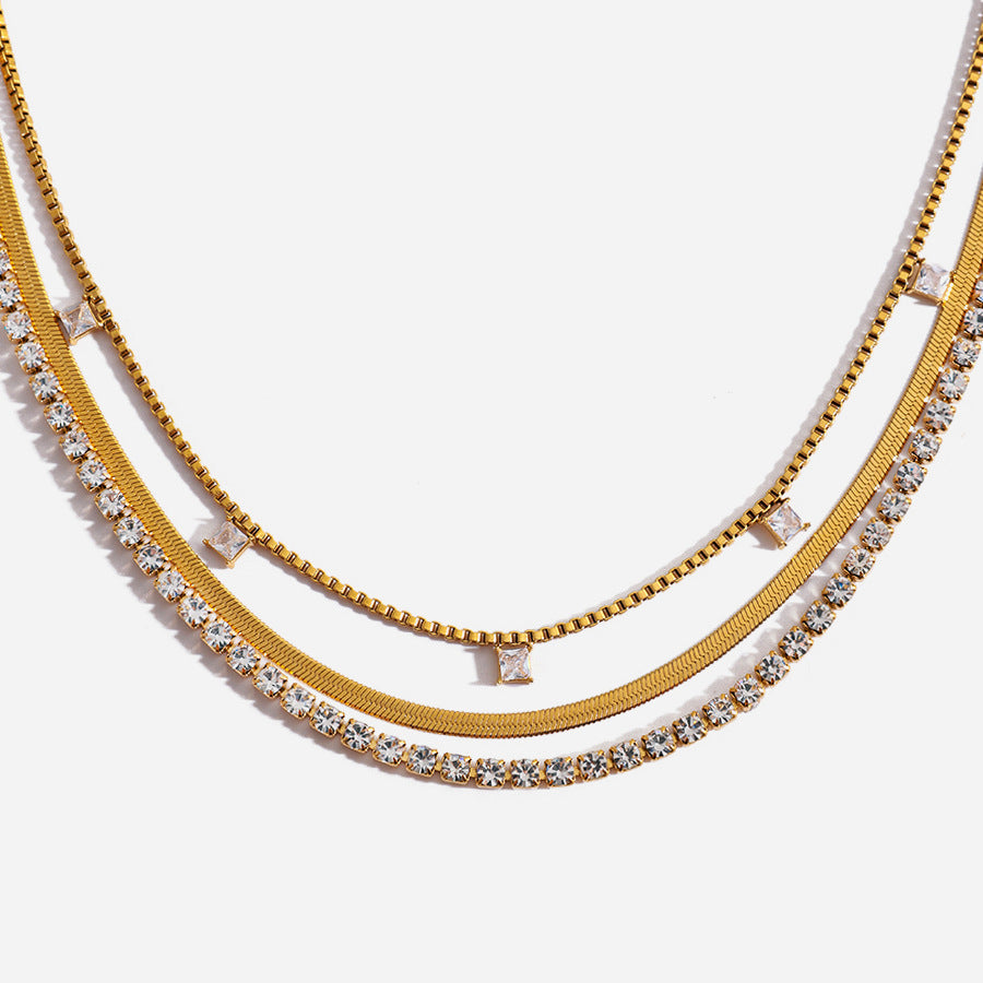 Tennis & Snake Chain Layered Necklace