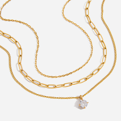 Dainty Layered Round CZ Necklace