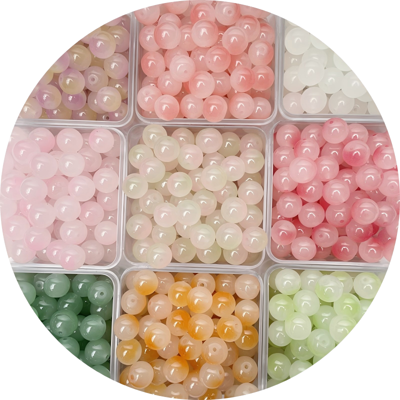 Colorful Glass Beads-10*10mm/50pcs