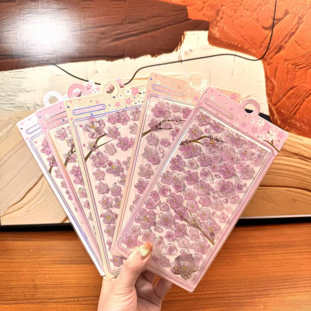 3D Pink Sakura Puffy Stickers