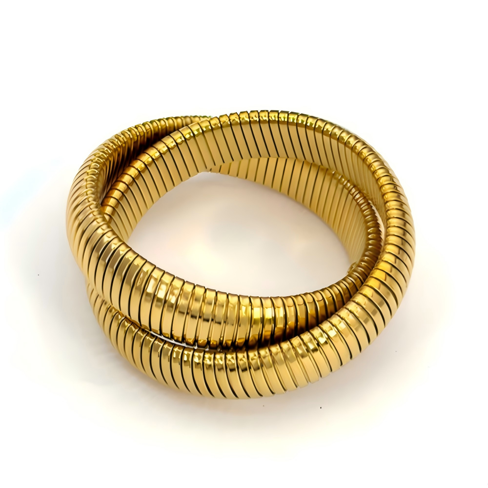 Double Layer Snake Chain Cuff Bracelet