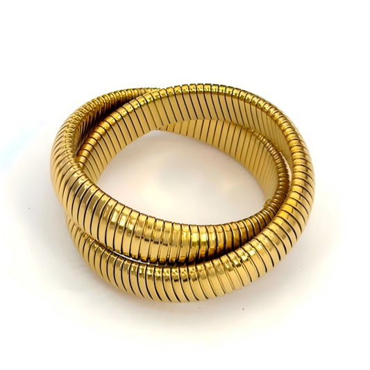 Double Layer Snake Chain Cuff Bracelet