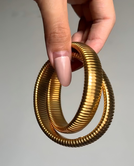 Double Layer Snake Chain Cuff Bracelet