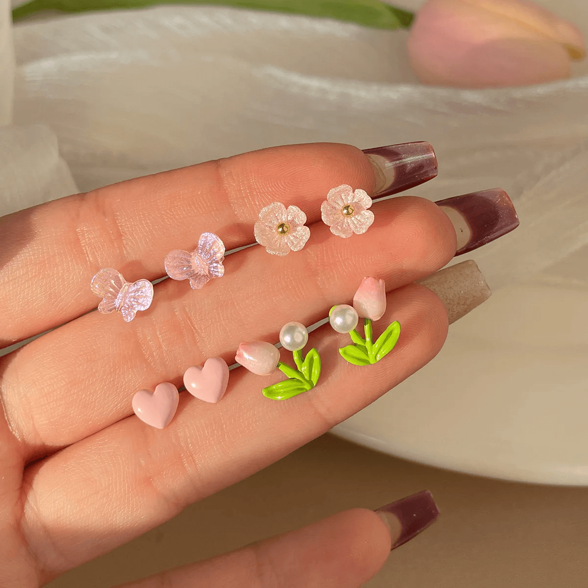 Cute Resin & Fuzzy Stud Earrings-Blind Bag