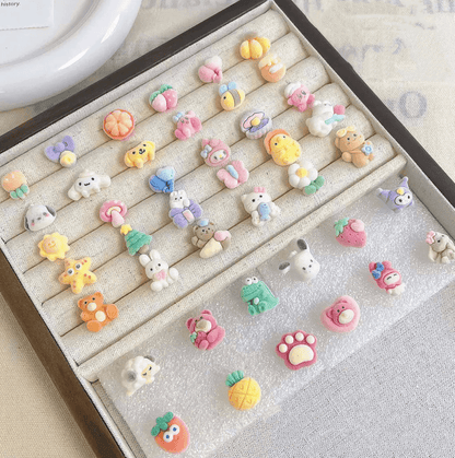 Cute Resin & Fuzzy Stud Earrings-Blind Bag