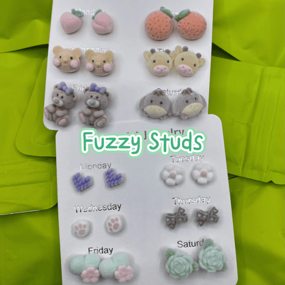 Cute Resin & Fuzzy Stud Earrings-Blind Bag