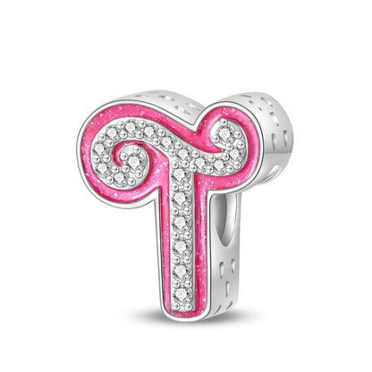 Pink Rhinestone Letter Charm