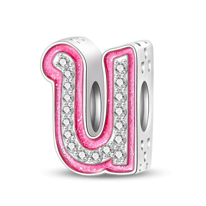 Pink Rhinestone Letter Charm