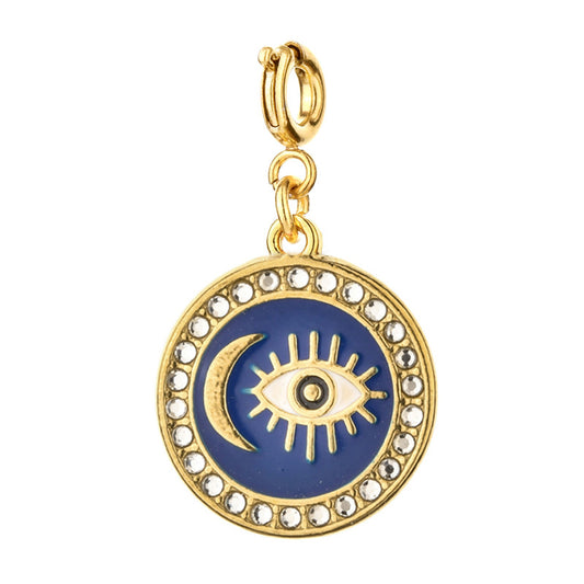 Gold Evil Eye Moon Charm
