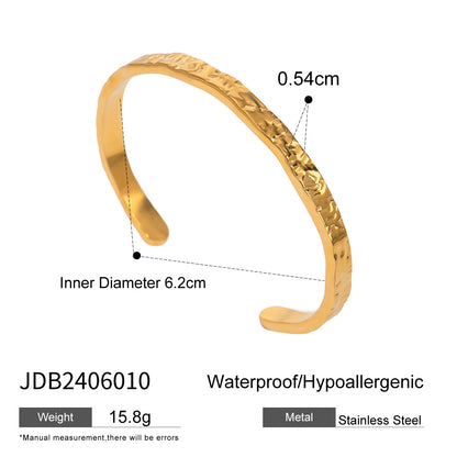 18K Gold Textured Wave Cuff Bracelet