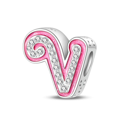 Pink Rhinestone Letter Charm