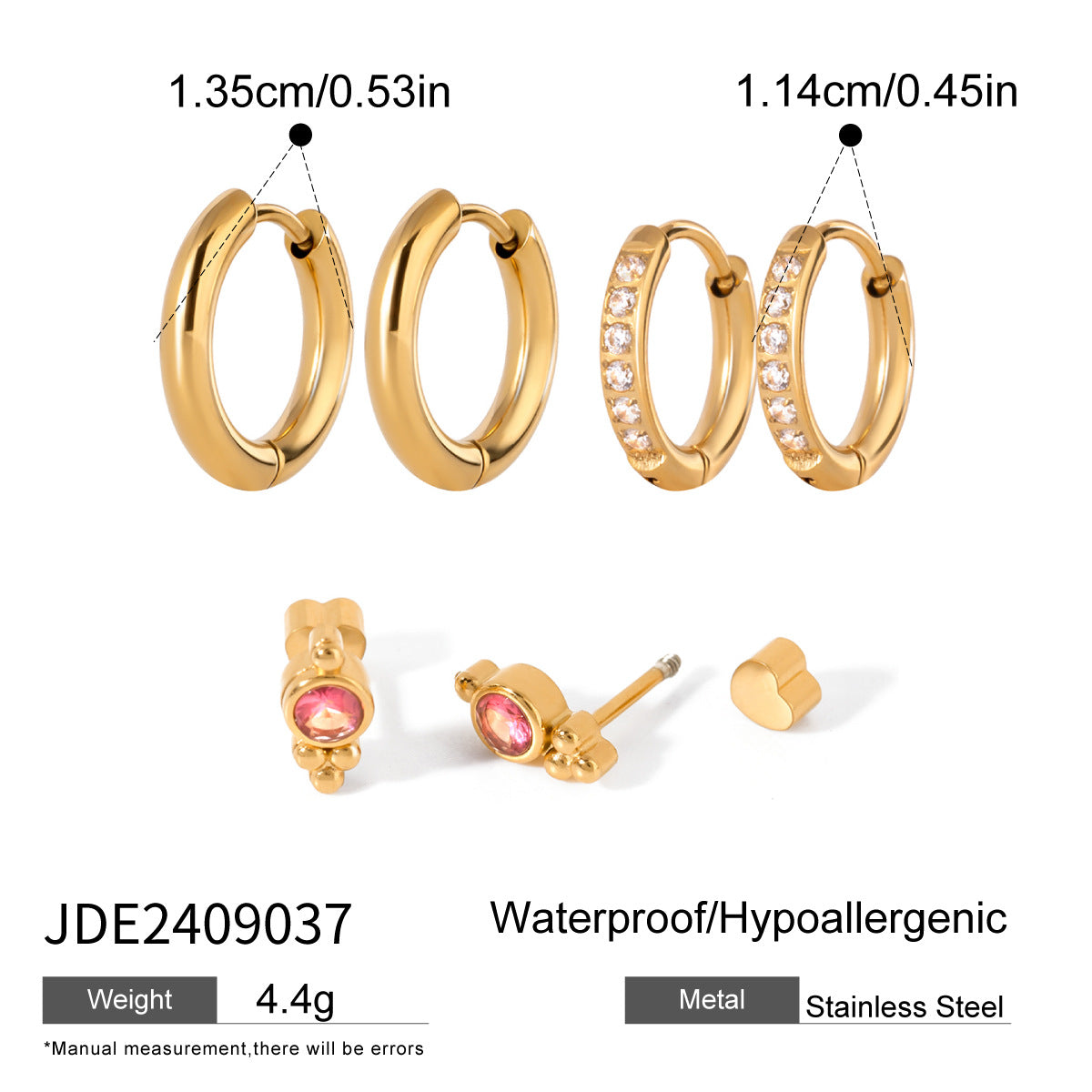 Pink Zircon & Pavé Hoop 3-Piece Earring Set