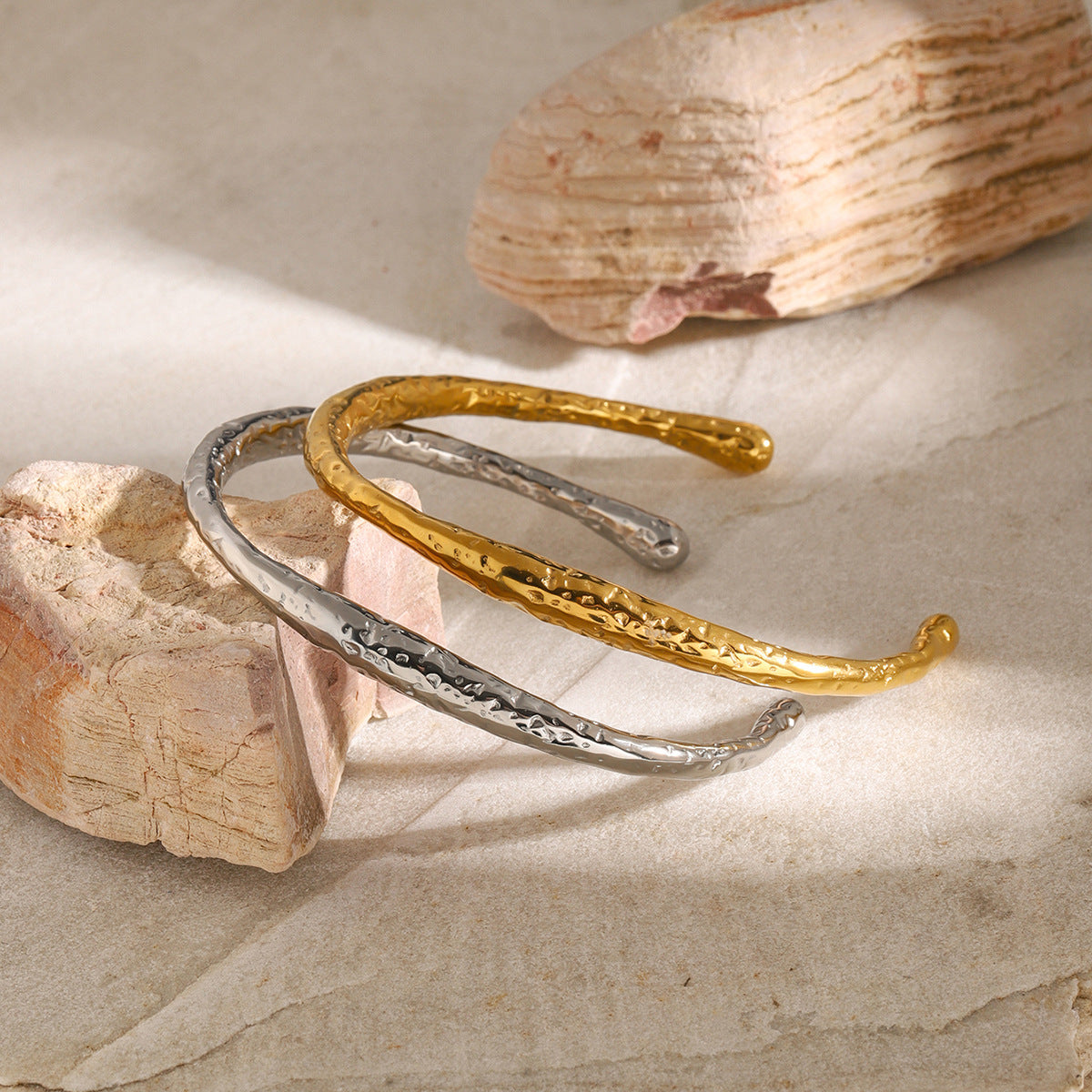 18K Gold Wavy Open Cuff Bracelet