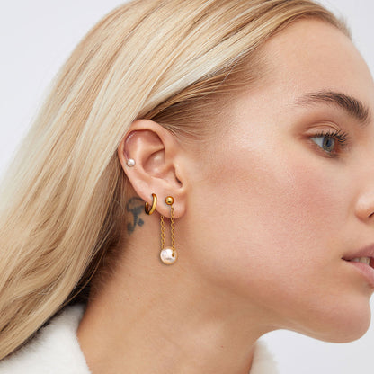 Pearl & Gold Hoop 3-Piece Earring Set