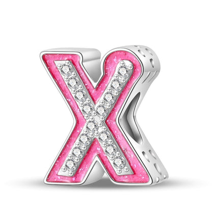 Pink Rhinestone Letter Charm