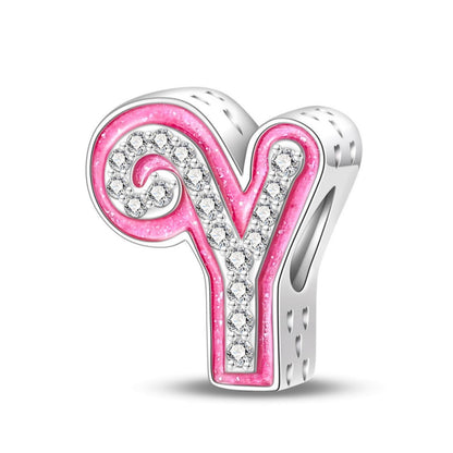 Pink Rhinestone Letter Charm