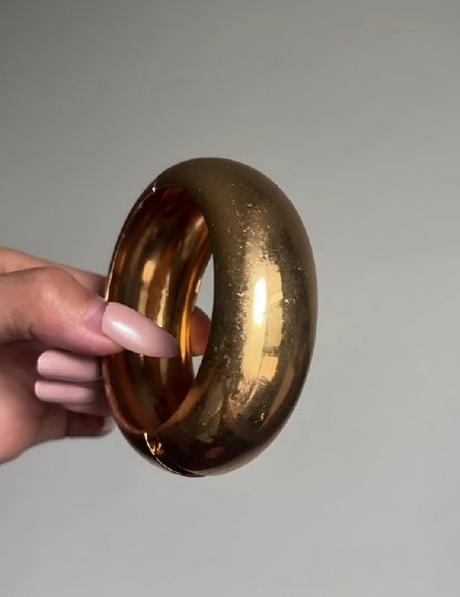 Y2K Wide Polished Metal Cuff Bracelet