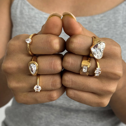 Multi-Shape Crystal Multi-Row Stacking Ring