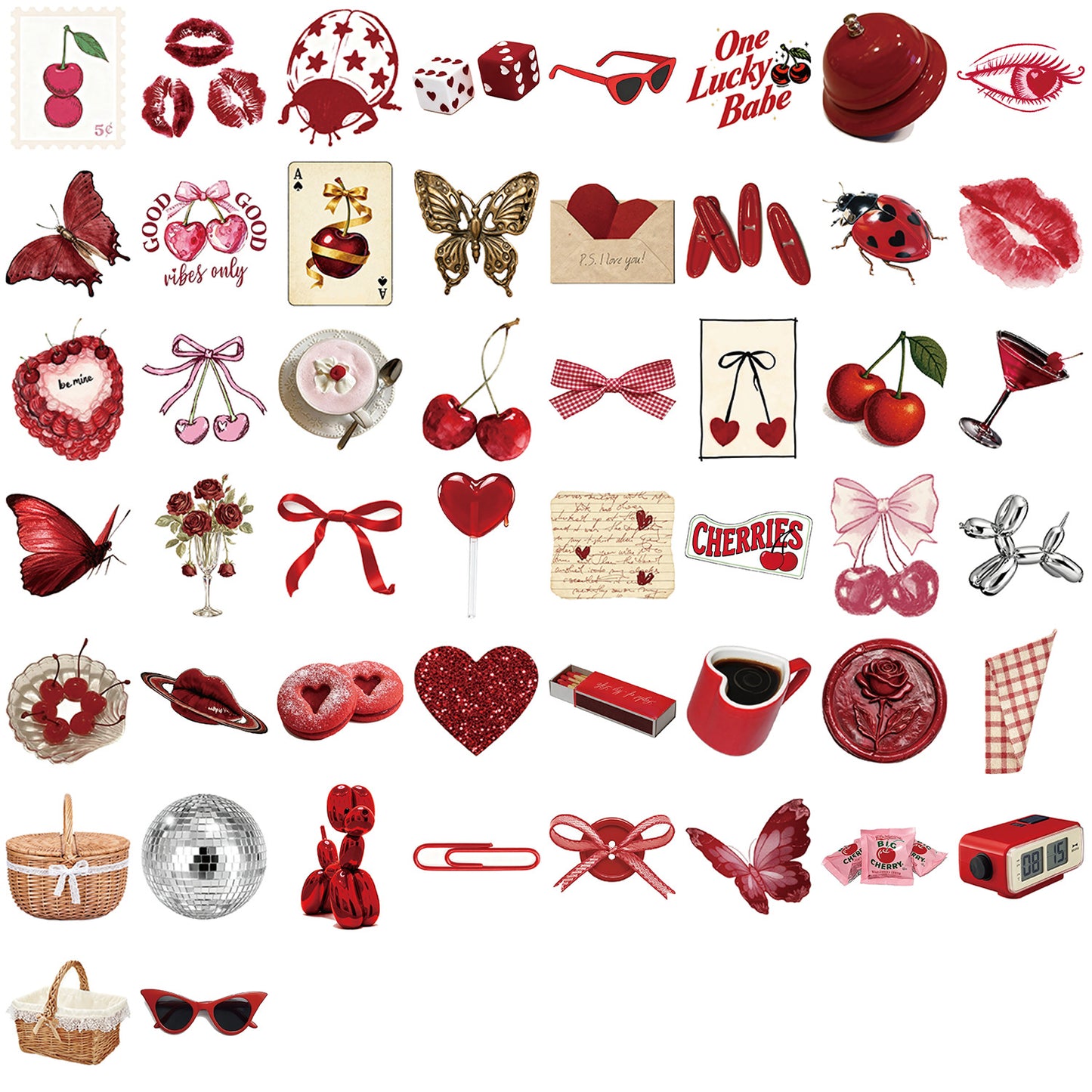 50PCS Y2K Cherry Stickers