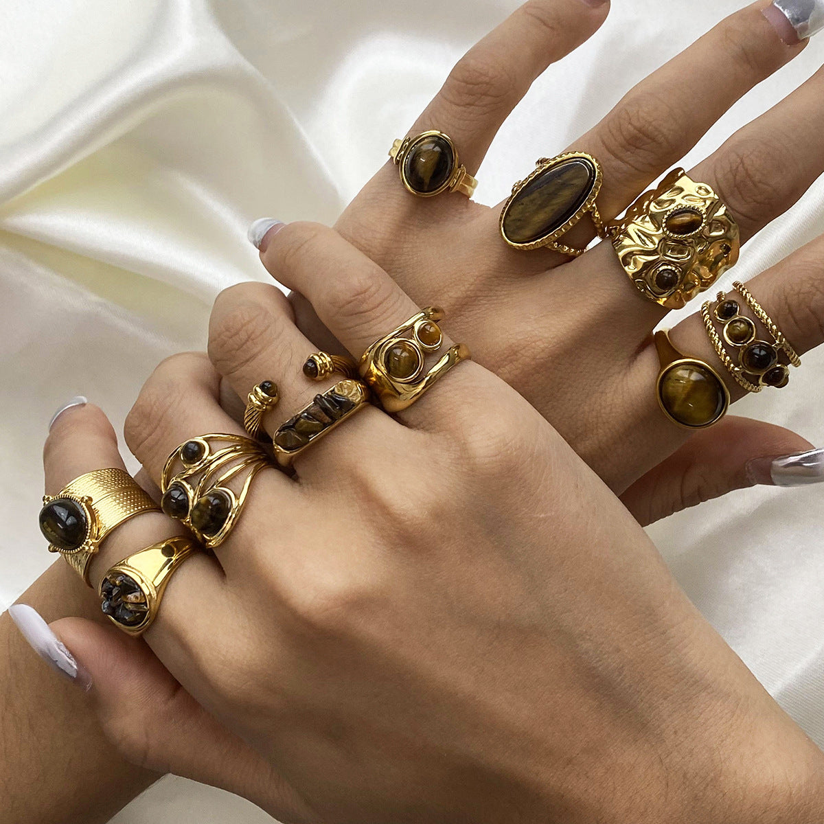 Vintage Tiger's Eye Open Stacking Ring