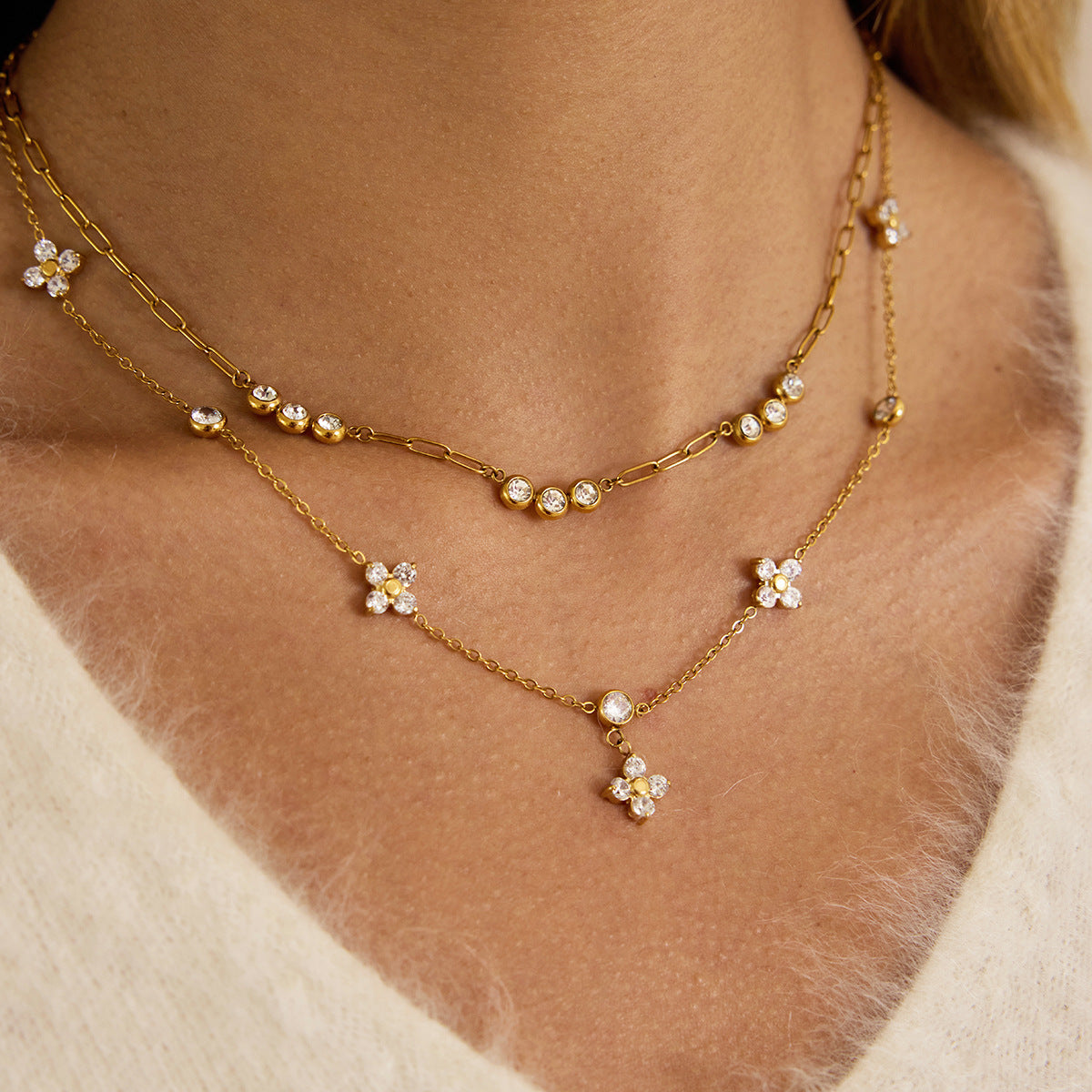 CZ Four-Leaf Clover Necklace