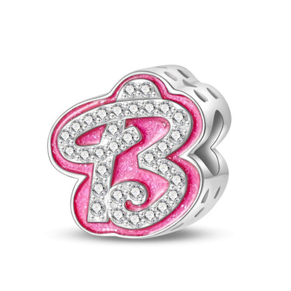 Pink Rhinestone Letter Charm