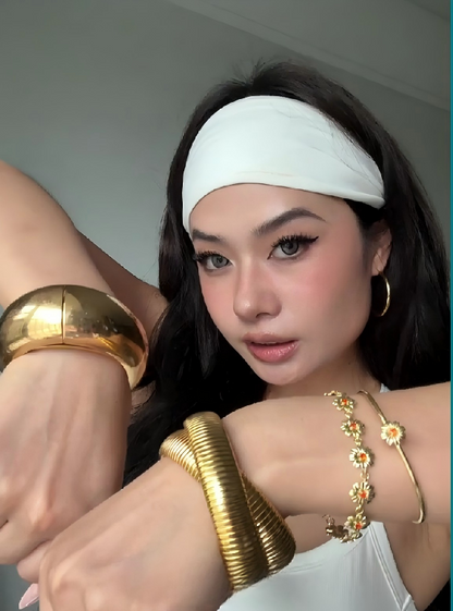 Y2K Wide Polished Metal Cuff Bracelet