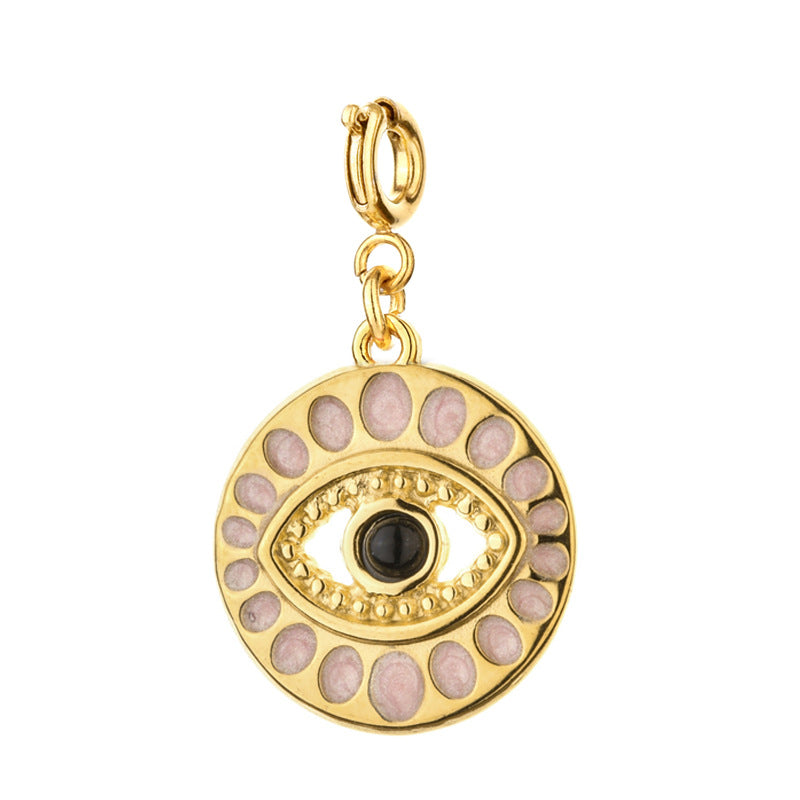 Gold Pink Evil Eye Charm | Protective Jewelry Pendant for Bracelet & Bag