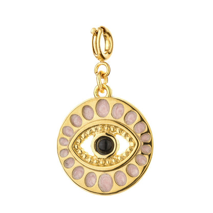 Gold Pink Evil Eye Charm | Protective Jewelry Pendant for Bracelet & Bag