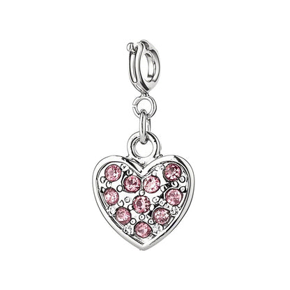 Silver Sparkling CZ Heart Charm - Romantic Anniversary Gift
