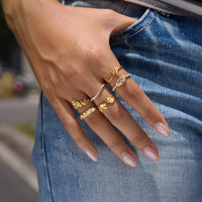 Sparkling Evil Eye "Love & Lucky" Stacking Ring