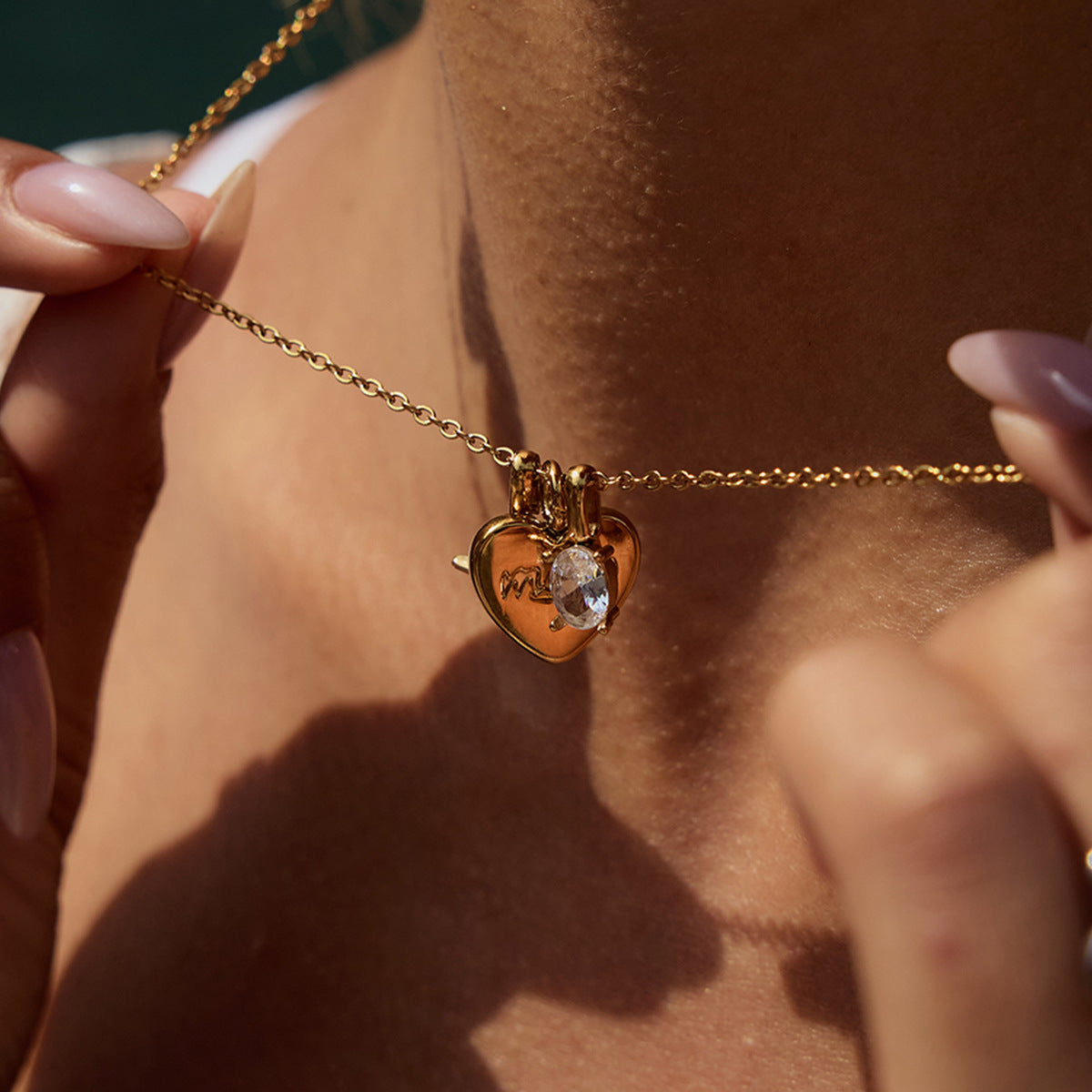 Engraved Mom Heart Necklace
