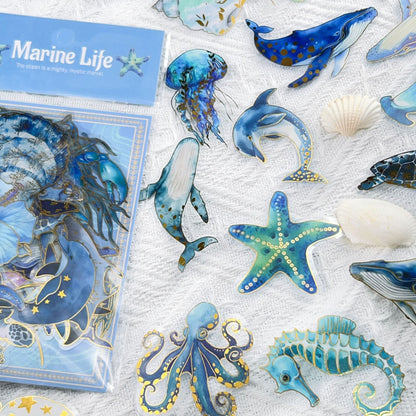 50PCS Blue Ocean Life Stickers