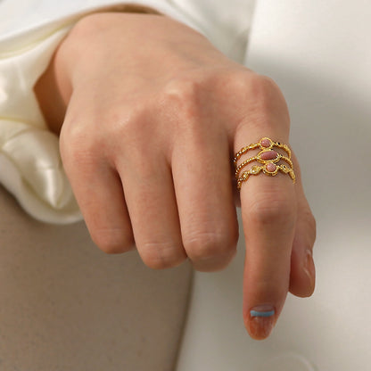 Vintage French Rhodochrosite Open Ring