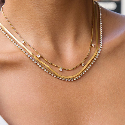 Tennis & Snake Chain Layered Necklace