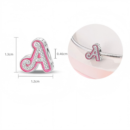 Pink Rhinestone Letter Charm