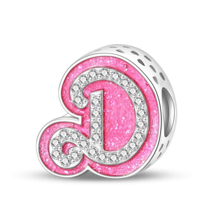Pink Rhinestone Letter Charm