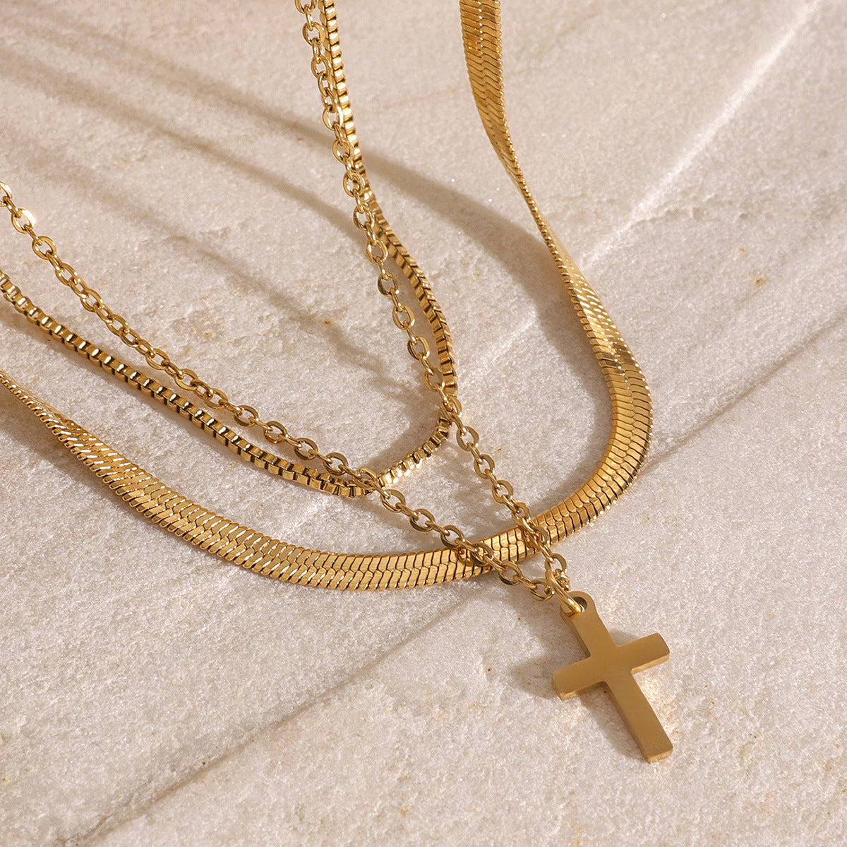3-Layer Minimalist Cross Necklace