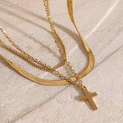 3-Layer Minimalist Cross Necklace